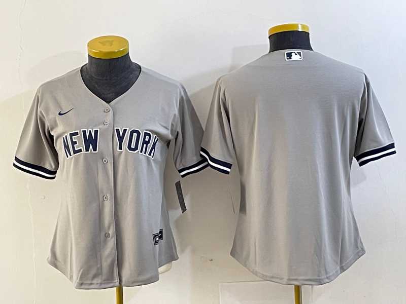 Women%27s New York Yankees Blank Gray Stitched MLB Cool Base Nike Jersey